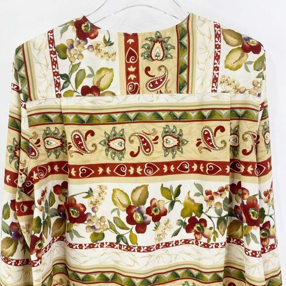 90s ALFRED DUNNER Vintage Floral Collarless Button Up Shirt New With Tags - Picture 9 of 11